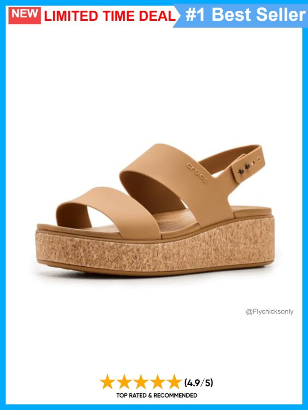Crocs Brooklyn Cork Low Wedge Sandals Adjustable Buckle EVA Cork